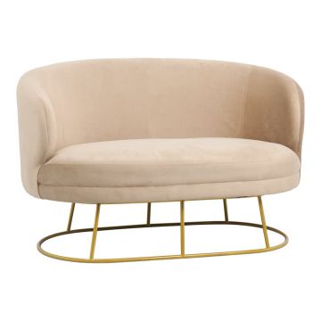 Canapea 2 locuri Rony catifea bej, aurii, 135x75x85 cm - Bej