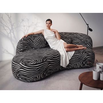 Canapea 3 locuri Lunis Zebra, Animal Print, Negru / Alb
