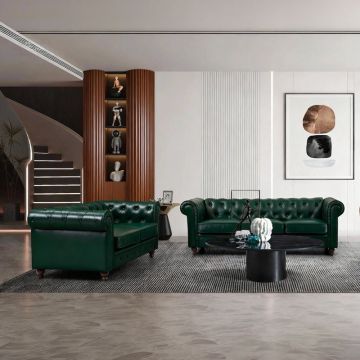 Canapea Chesterfield, 203x84x67 cm - Verde