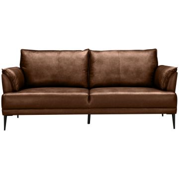 Canapea Cu 2 Locuri, textil, piele, maro închis