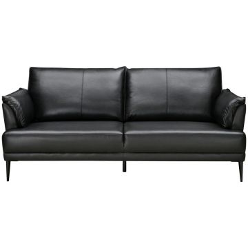 Canapea Cu 2 Locuri, textil, piele, negru