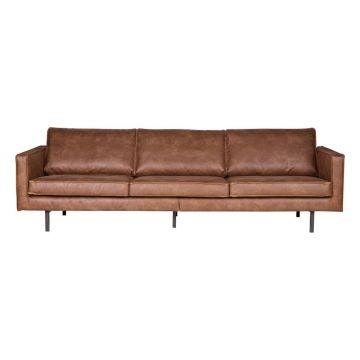 Canapea cu husă din piele reciclată BePureHome Rodeo, maro, 277 cm