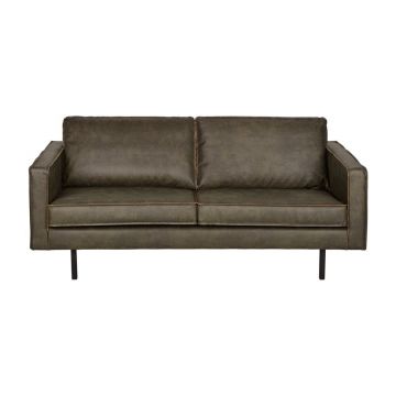 Canapea cu husă din piele reciclată BePureHome Rodeo, verde închis, 190 cm