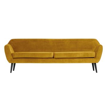 Canapea din catifea WOOOD Rocco, 230 cm, galben