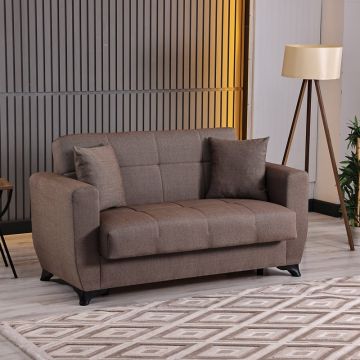 Canapea extensibila cu 2 locuri si spatiu de depozitare, Modesto, Pako, Maro 153x84x86 cm