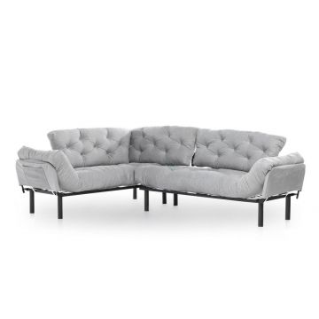 Canapea extensibilă de colț Mocca, interschimbabil, Diverse culori, 147x53x45 cm - Gri deschis