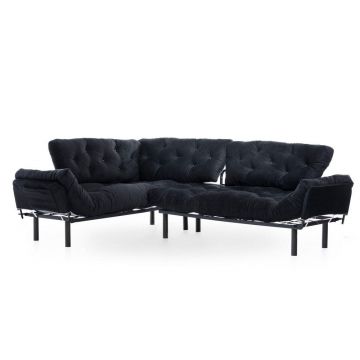 Canapea extensibilă de colț Mocca, interschimbabil, Diverse culori, 147x53x45 cm - Negru