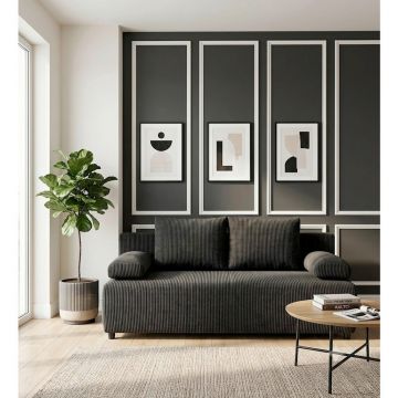 Canapea Extensibilă, textil, gri închis