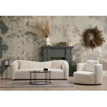 Canapea Fix 3 locuri Asoste, Crem, 225 x 75 x 76 cm - Crem