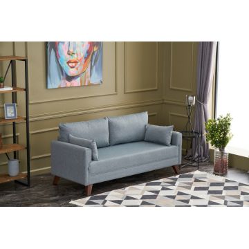 Canapea fixă 2 locuri Bella Soft İkili Koltuk, Albastru, 177x81x85 cm - Albastru
