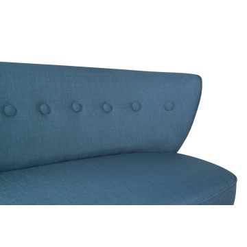 Canapea fixă 2 locuri Bienville - Saxe Blue, Albastru sax, 141x73x77 cm - Albastru