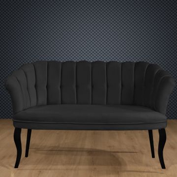 Canapea fixă 2 locuri Daisy lemn negru, Diverse culori, 103x44x51 cm - Fumuriu