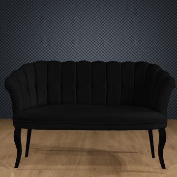 Canapea fixă 2 locuri Daisy lemn negru, Diverse culori, 103x44x51 cm - Negru