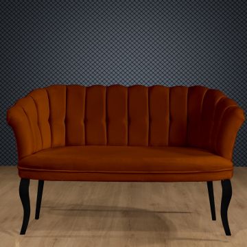Canapea fixă 2 locuri Daisy lemn negru, Diverse culori, 103x44x51 cm - Roșu cărămiziu
