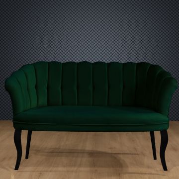 Canapea fixă 2 locuri Daisy lemn negru, Diverse culori, 103x44x51 cm - Verde