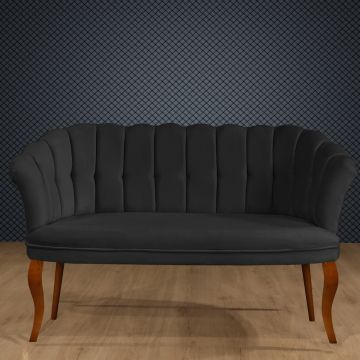 Canapea fixă 2 locuri Daisy lemn nuc, Diverse culori, 103x44x51 cm - Fumuriu