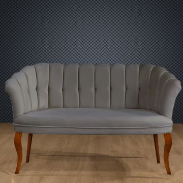 Canapea fixă 2 locuri Daisy lemn nuc, Diverse culori, 103x44x51 cm - Gri