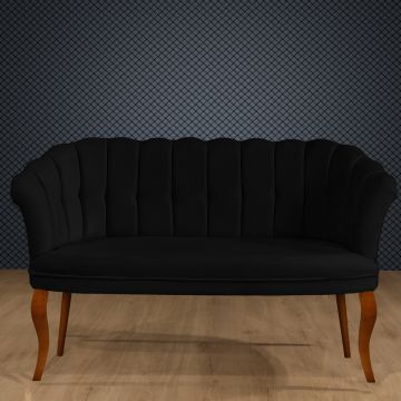 Canapea fixă 2 locuri Daisy lemn nuc, Diverse culori, 103x44x51 cm - Negru