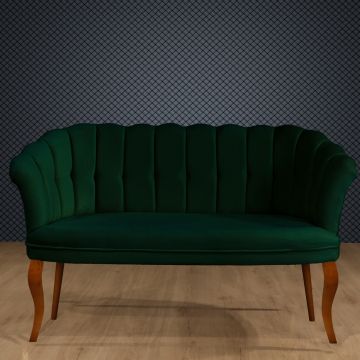 Canapea fixă 2 locuri Daisy lemn nuc, Diverse culori, 103x44x51 cm - Verde