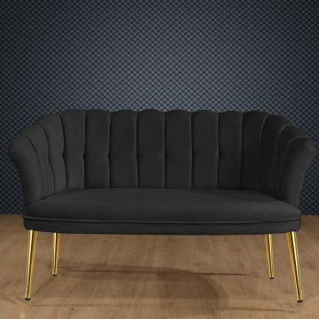 Canapea fixă 2 locuri Daisy metal auriu, Diverse culori, 103x44x51 cm - Fumuriu
