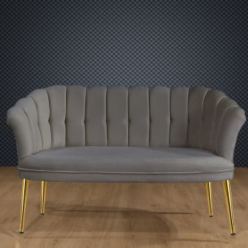 Canapea fixă 2 locuri Daisy metal auriu, Diverse culori, 103x44x51 cm - Gri