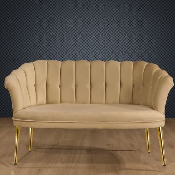 Canapea fixă 2 locuri Daisy metal auriu, Diverse culori, 103x44x51 cm - Maro deschis