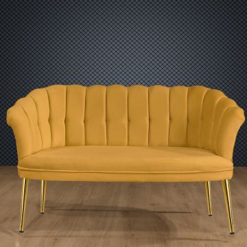 Canapea fixă 2 locuri Daisy metal auriu, Diverse culori, 103x44x51 cm - Muștar