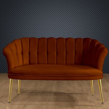Canapea fixă 2 locuri Daisy metal auriu, Diverse culori, 103x44x51 cm - Roșu cărămiziu