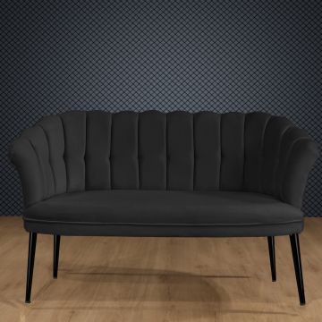 Canapea fixă 2 locuri Daisy metal negru, Diverse culori, 103x44x51 cm - Fumuriu