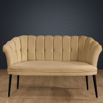 Canapea fixă 2 locuri Daisy metal negru, Diverse culori, 103x44x51 cm - Maro deschis