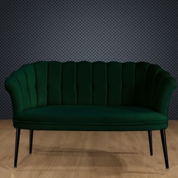 Canapea fixă 2 locuri Daisy metal negru, Diverse culori, 103x44x51 cm - Verde