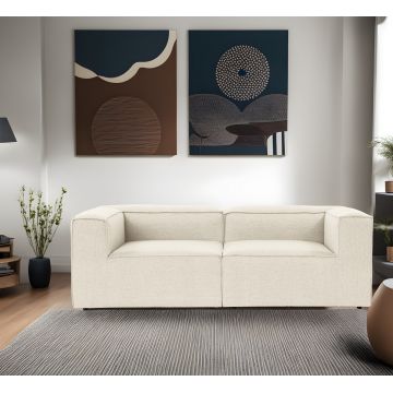 Canapea fixă 2 locuri Fora 2, Ecru, 214x105x66 cm - Crem