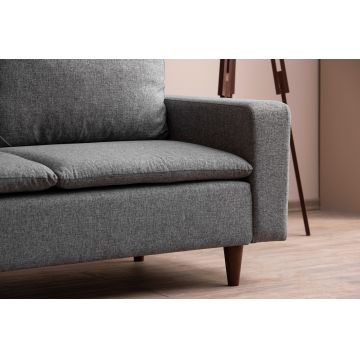 Canapea fixă 2 locuri Lungo, Diverse culori, 150x52x46 cm - Gri deschis