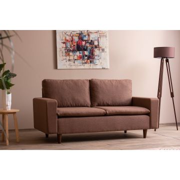 Canapea fixă 2 locuri Lungo, Diverse culori, 150x52x46 cm - Maro deschis