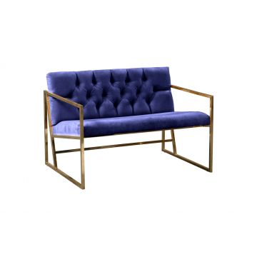 Canapea fixă 2 locuri Oslo auriu, Diverse culori, 109x75x74 cm - Albastru închis