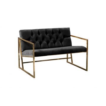Canapea fixă 2 locuri Oslo auriu, Diverse culori, 109x75x74 cm - Negru