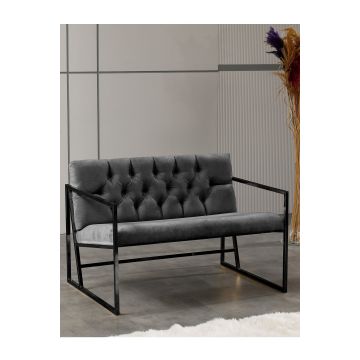 Canapea fixă 2 locuri Oslo, Diverse culori, 109x75x74 cm - Fumuriu