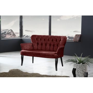 Canapea fixă 2 locuri Paris lemn negru, Diverse culori, 130x46x82 cm - Bordo