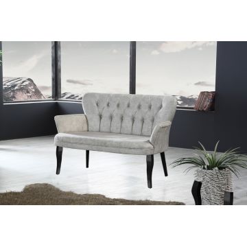 Canapea fixă 2 locuri Paris lemn negru, Diverse culori, 130x46x82 cm - Crem
