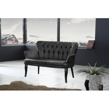 Canapea fixă 2 locuri Paris lemn negru, Diverse culori, 130x46x82 cm - Fumuriu