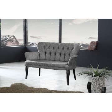 Canapea fixă 2 locuri Paris lemn negru, Diverse culori, 130x46x82 cm - Gri