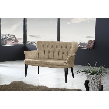Canapea fixă 2 locuri Paris lemn negru, Diverse culori, 130x46x82 cm - Maro deschis