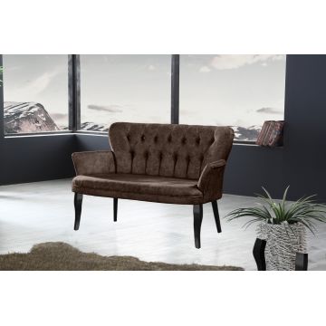 Canapea fixă 2 locuri Paris lemn negru, Diverse culori, 130x46x82 cm - Maro