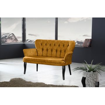 Canapea fixă 2 locuri Paris lemn negru, Diverse culori, 130x46x82 cm - Muștar