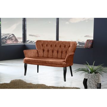 Canapea fixă 2 locuri Paris lemn negru, Diverse culori, 130x46x82 cm - Roșu cărămiziu