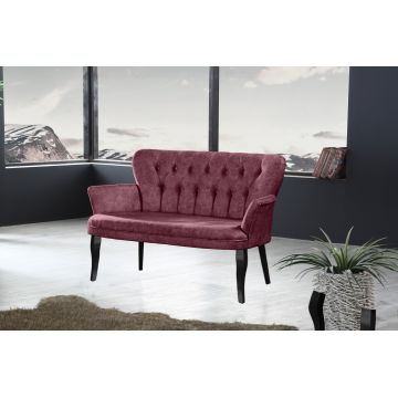 Canapea fixă 2 locuri Paris lemn negru, Diverse culori, 130x46x82 cm - Roz pudrat