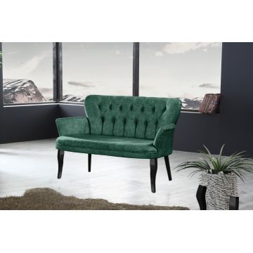 Canapea fixă 2 locuri Paris lemn negru, Diverse culori, 130x46x82 cm - Verde marin