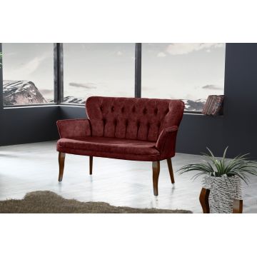 Canapea fixă 2 locuri Paris lemn nuc, Diverse culori, 130x46x82 cm - Bordo