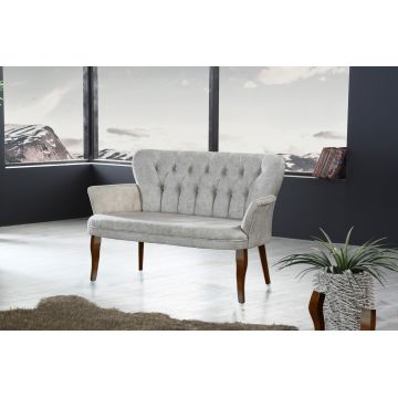 Canapea fixă 2 locuri Paris lemn nuc, Diverse culori, 130x46x82 cm - Crem