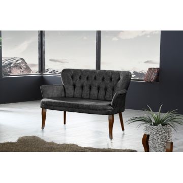Canapea fixă 2 locuri Paris lemn nuc, Diverse culori, 130x46x82 cm - Fumuriu